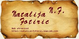 Natalija Fotirić vizit kartica